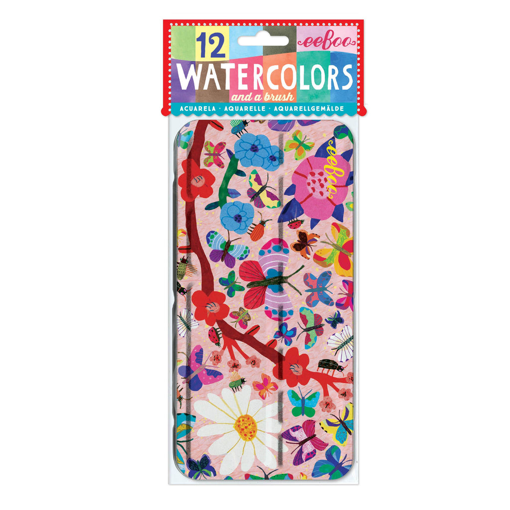 Butterflies 12 Watercolors Tin |  Gifts by eeBoo