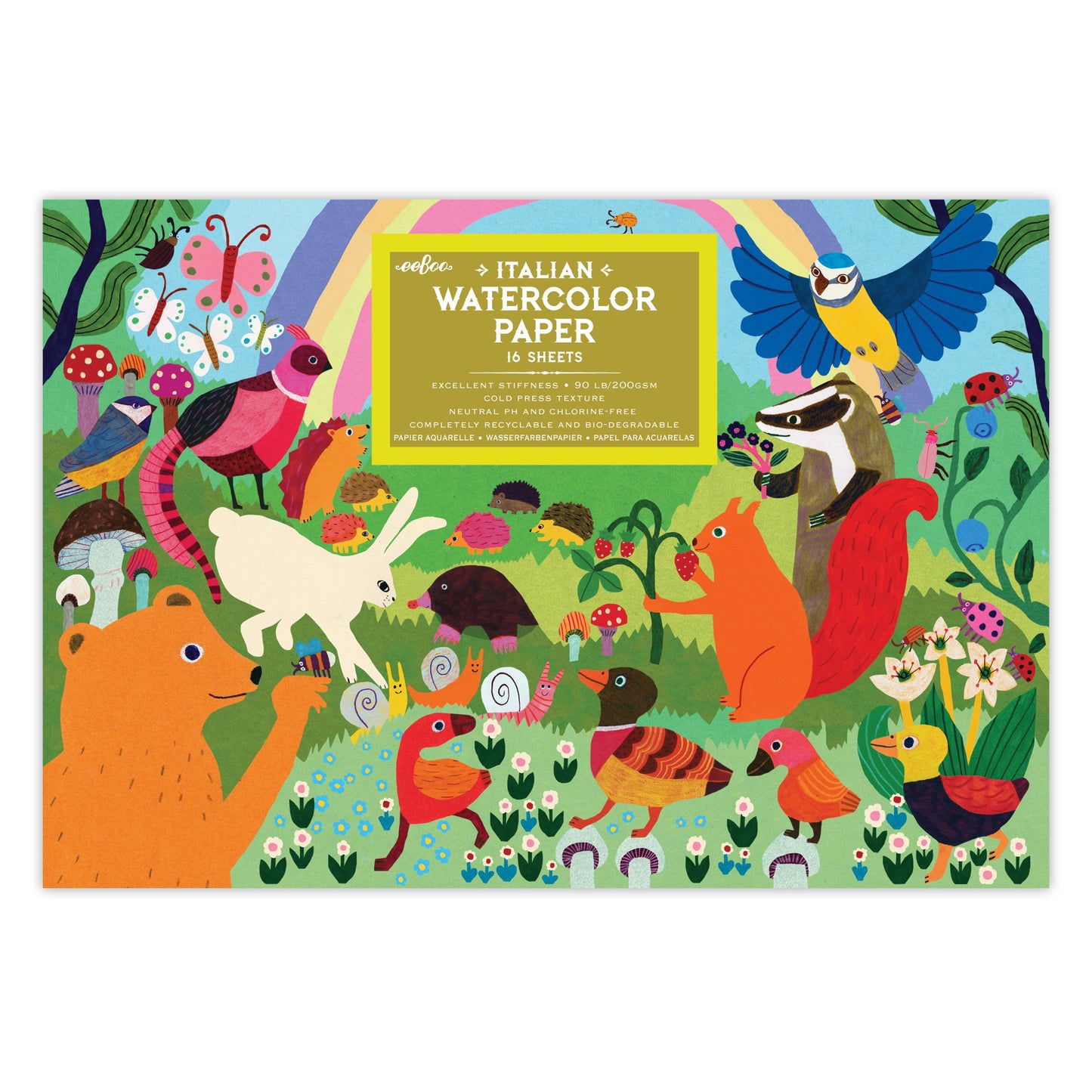 Woodland Rainbow Watercolor Pad |  Gifts by eeBoo