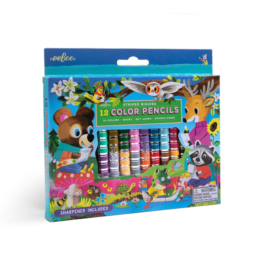 Woodland Friends 12 Double-Sided Biggie Color Pencils | Unique Great Gifts for Kids & Adults 