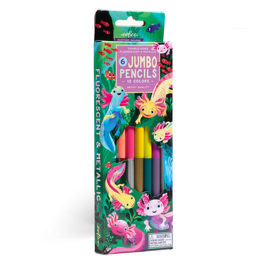 Axolotl 6 Jumbo Special Pencils by eeBoo | Unique Fun Gifts