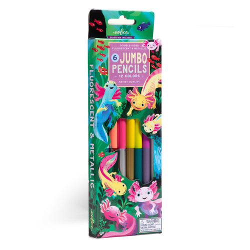 Axolotl 6 Jumbo Special Pencils by eeBoo | Unique Fun Gifts