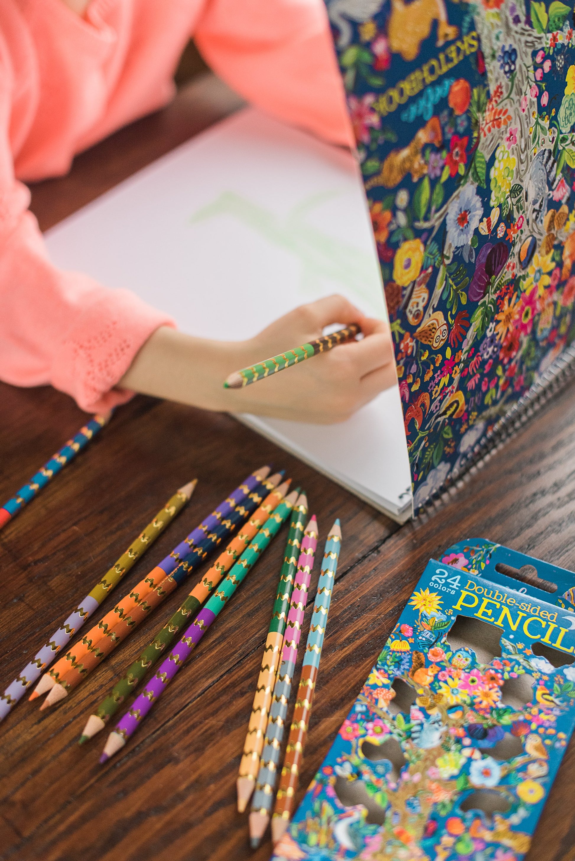 Positivity 12 Fluorescent Pencils and Sketchbook – eeBoo