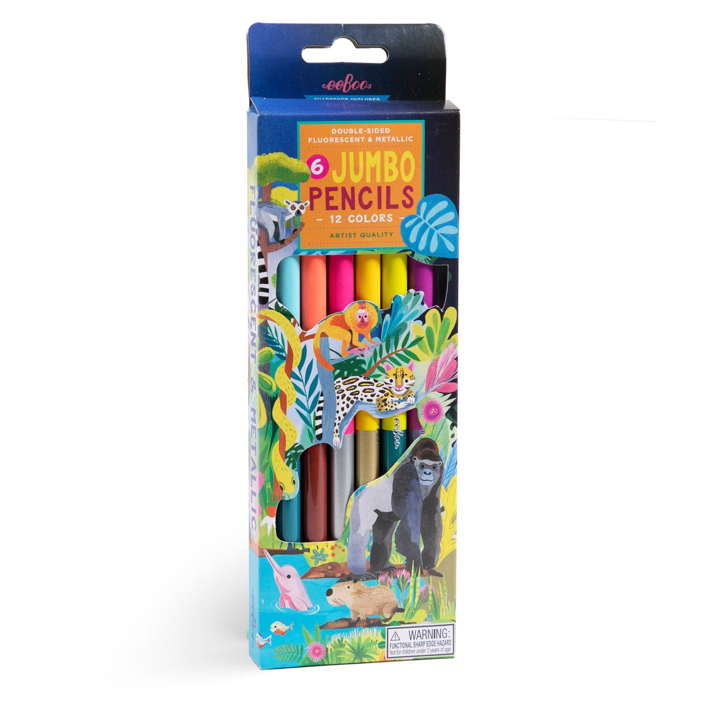  Rainforest 6 Jumbo Double-Sided Color Pencils eeBoo
