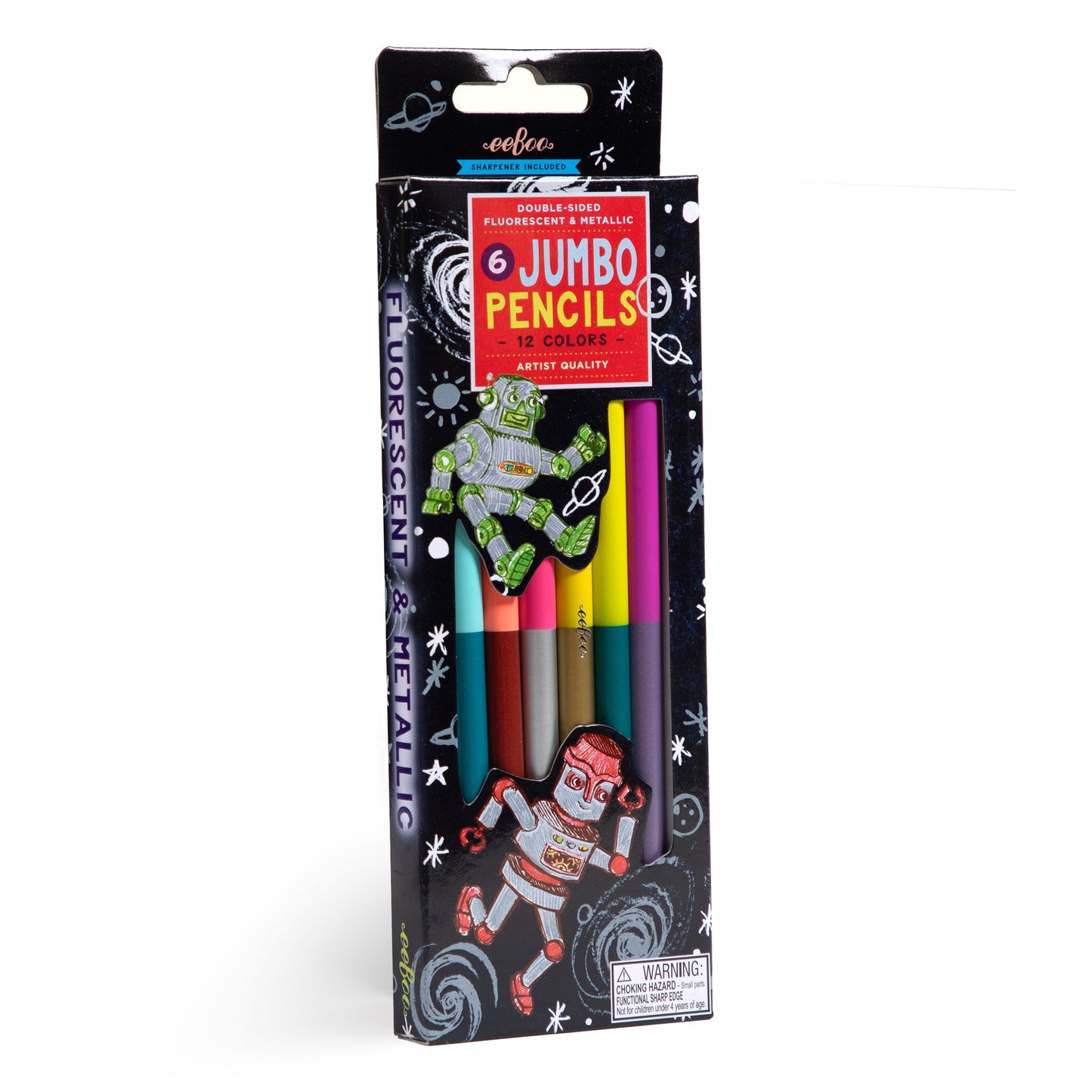 Silver Robot 6 Jumbo Special Pencils by eeBoo | Unique Fun Gifts