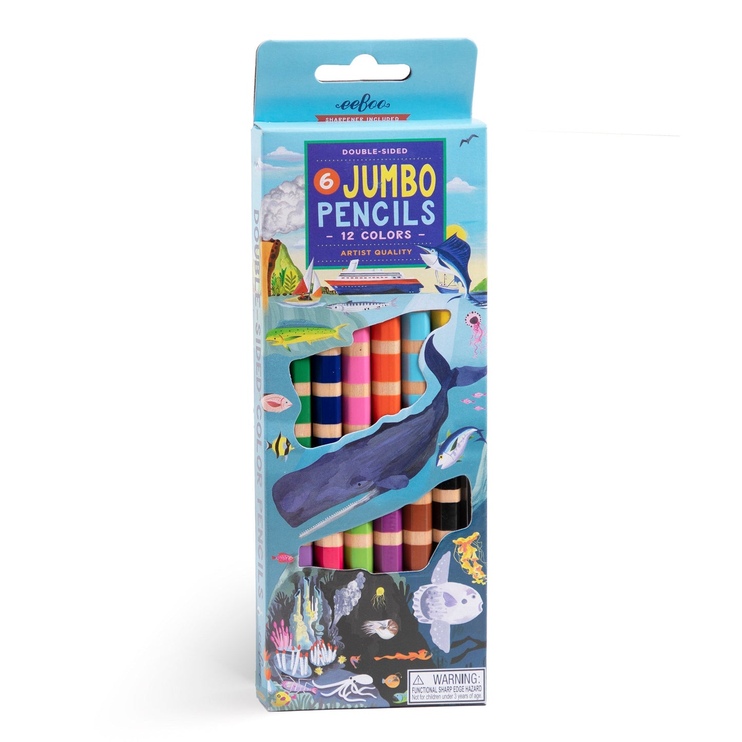  Under the Sea 6 Jumbo Double-Sided Color Pencils eeBoo
