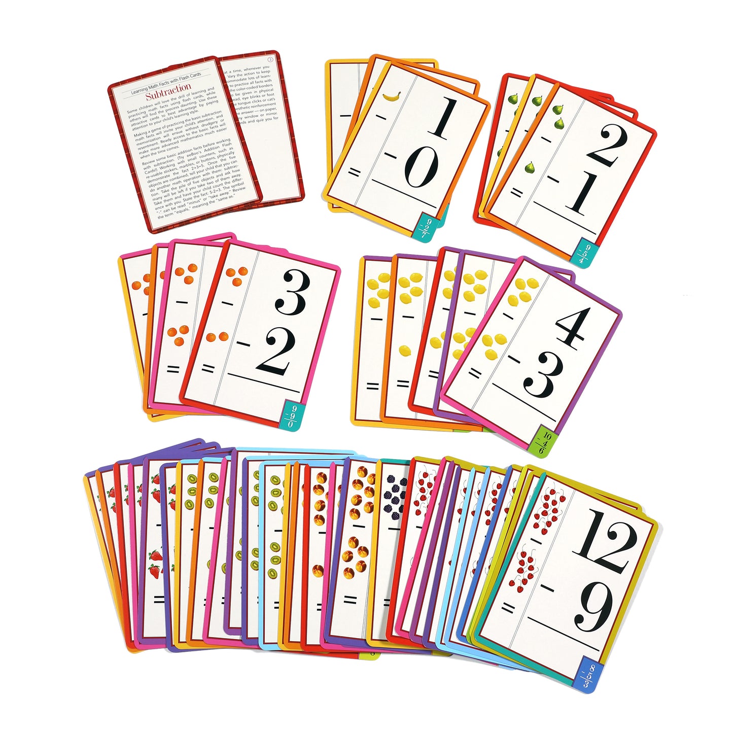 Subtraction Math Flash Cards eeBoo | Educational Flash Cards for Kids Ages 5+