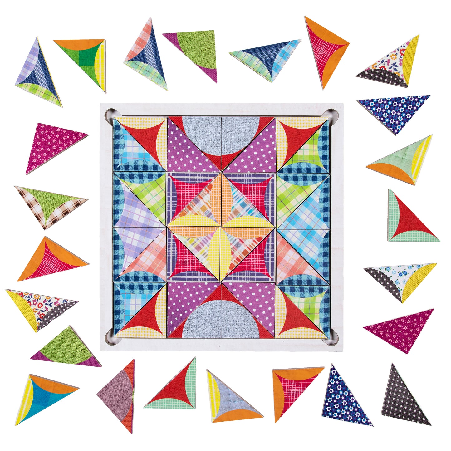 Patchwork Pattern Design Tiles eeBoo Unique Gifts for Kindergartner Kids 5+ Encourages Creative Play