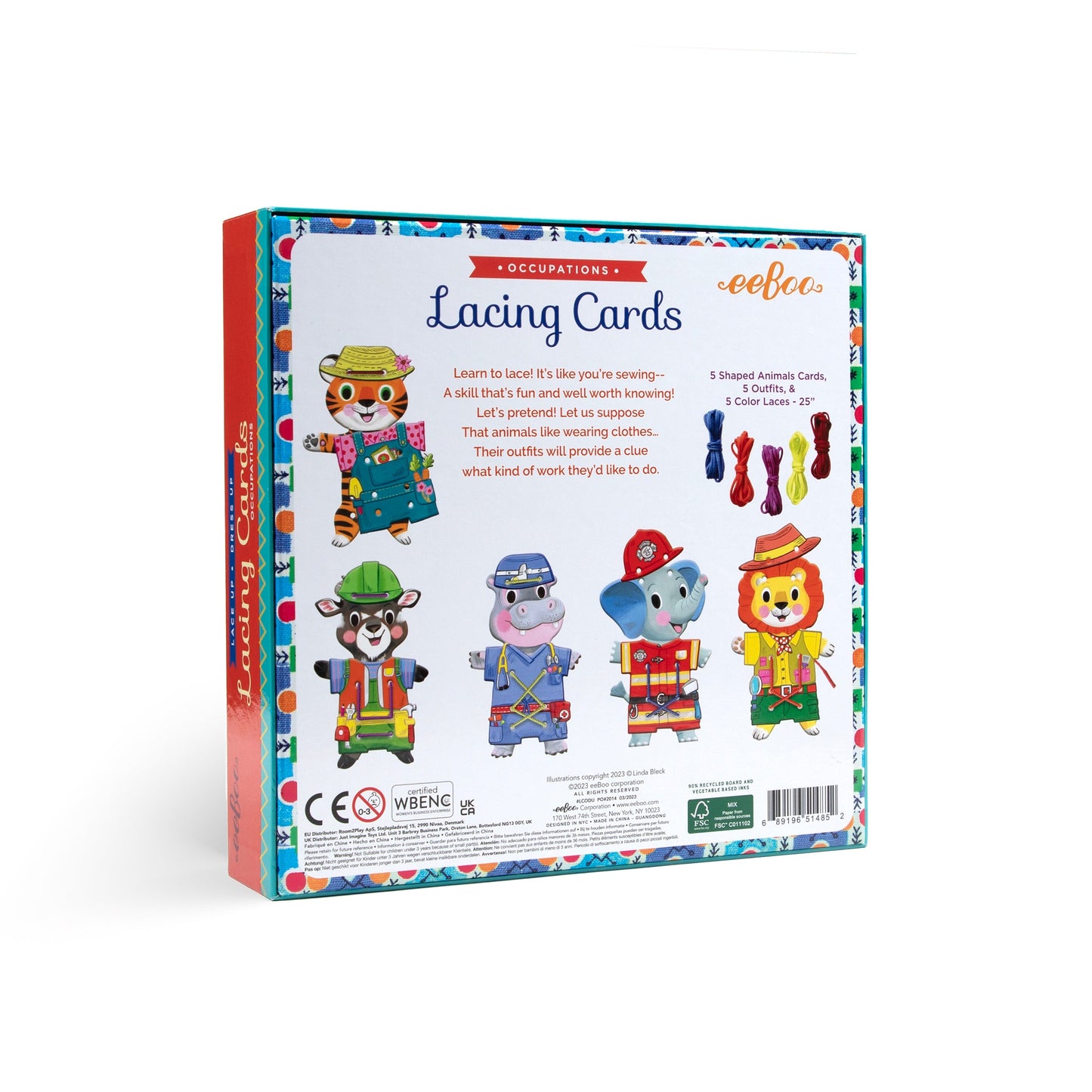 Occupations Dress Up Lacing Card | Unique Great Gifts for Kids Ages 3+ | Teaches Hand Eye Coordination 
