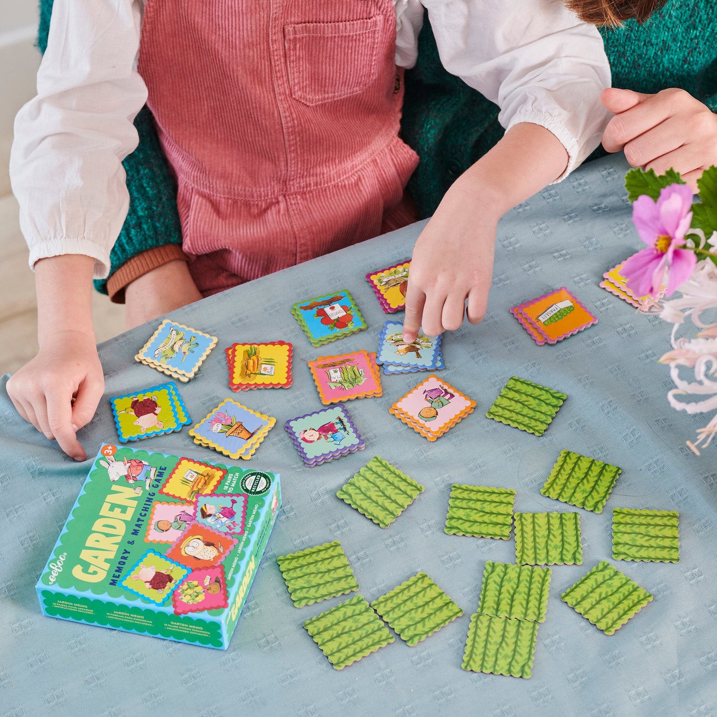 Garden Little Square Memory Matching Game | Unique Gift for Ages 3+ | Find Owls, Pigs, Vegetables, Bunnies, and More