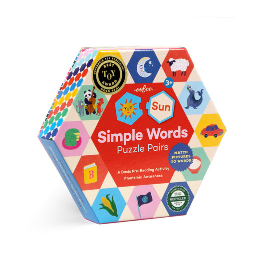 Simple Words Hexagon Puzzle Pairs by eeBoo | Unique Fun Gifts