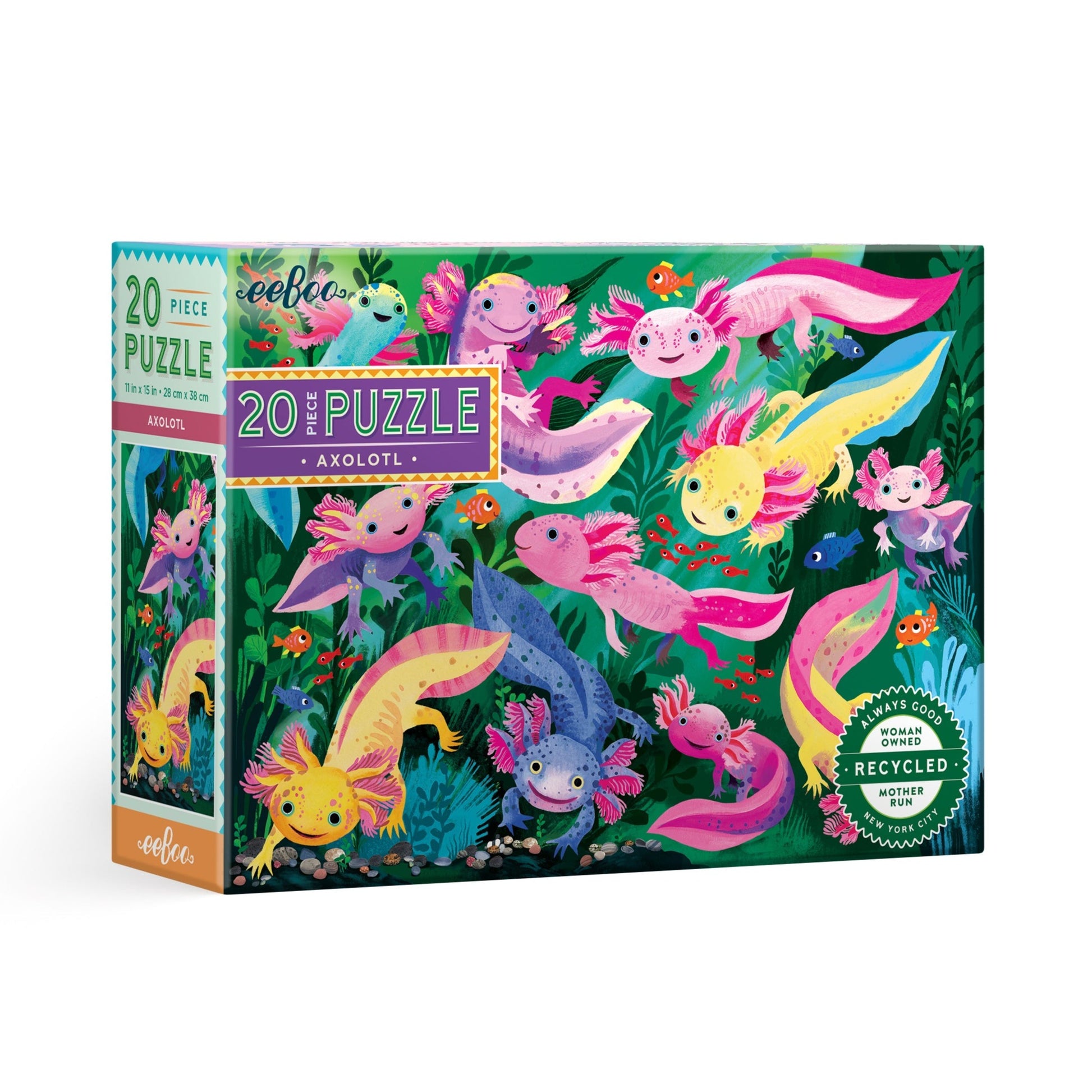 Axolotl Animal 20 Piece Puzzle by eeBoo | Unique Fun Gifts for Ages 3+