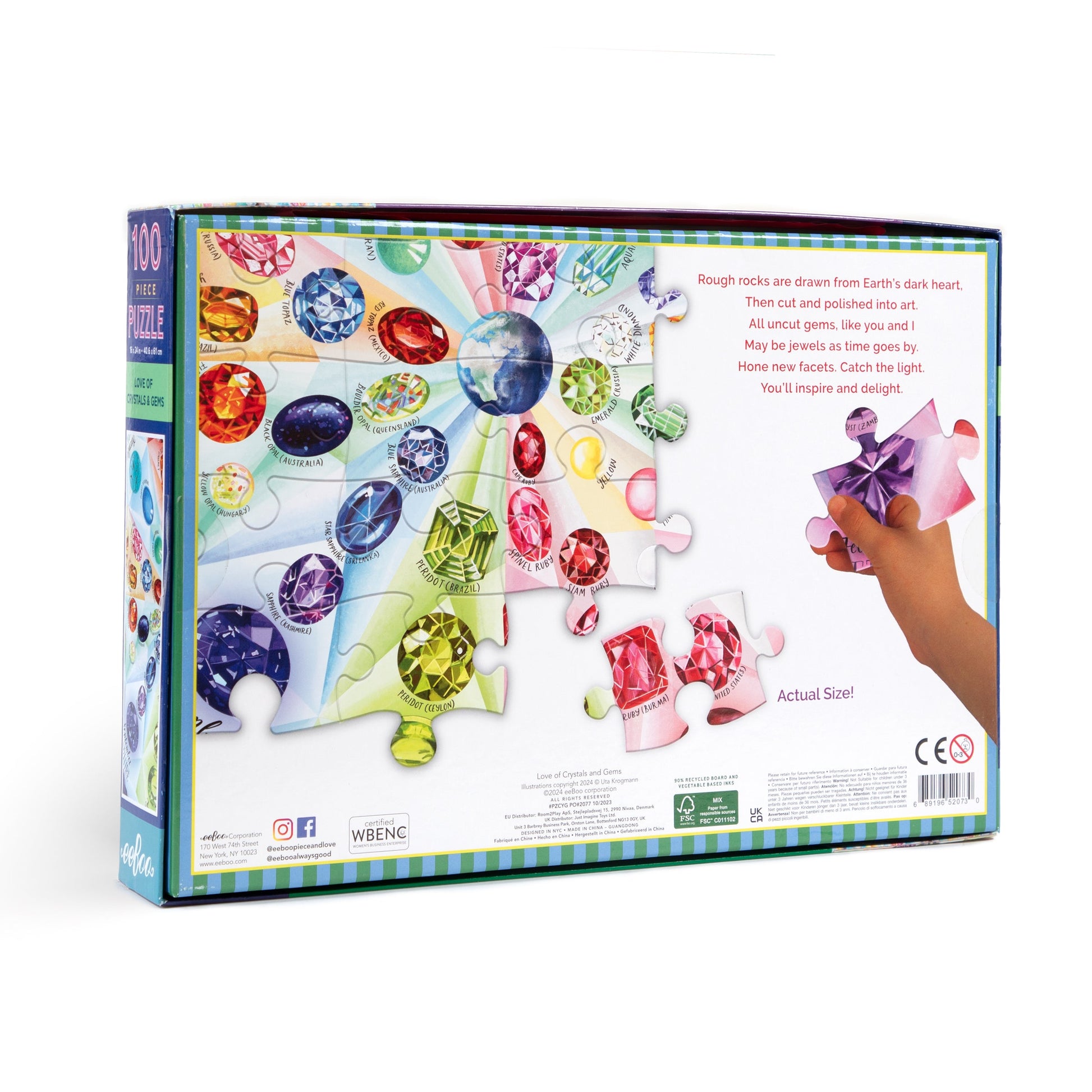 Love of Crystals & Gems 100 Piece Puzzle by eeBoo | Unique Fun Gifts