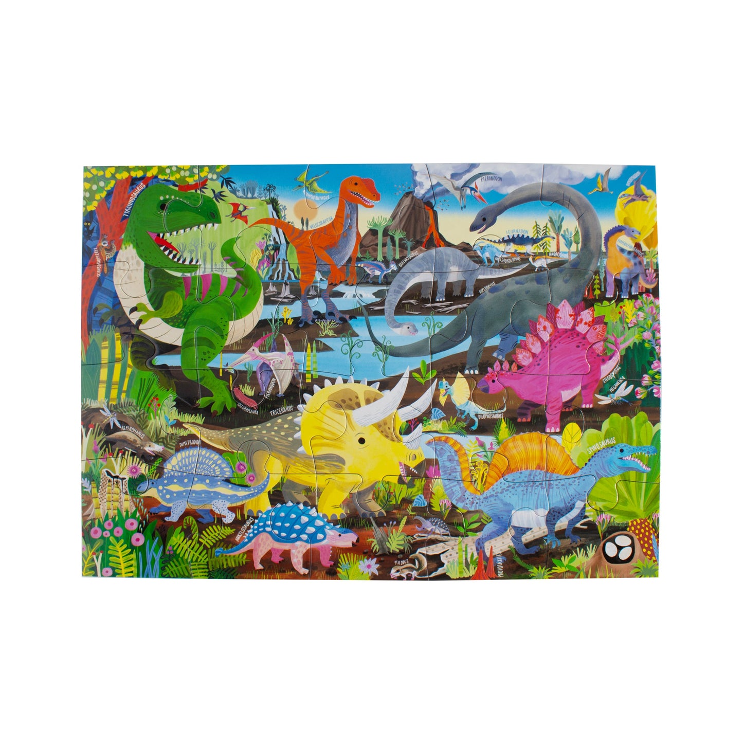 Dinosaur Land 20 Large Pieces Jigsaw Puzzle eeBoo Gifts for Pre School Kids 3+ Future Paleontologist