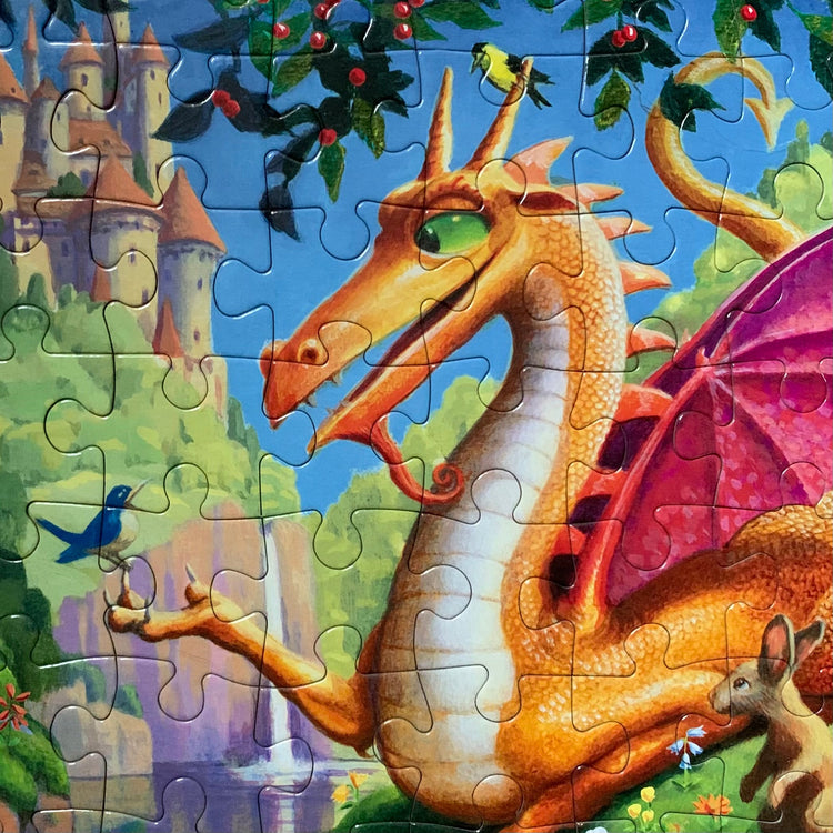 Dragon Castle 64 Piece Fantasy Jigsaw Puzzle | eeBoo Large Piece Puzzles | Amazing Gifts for Kids 5+