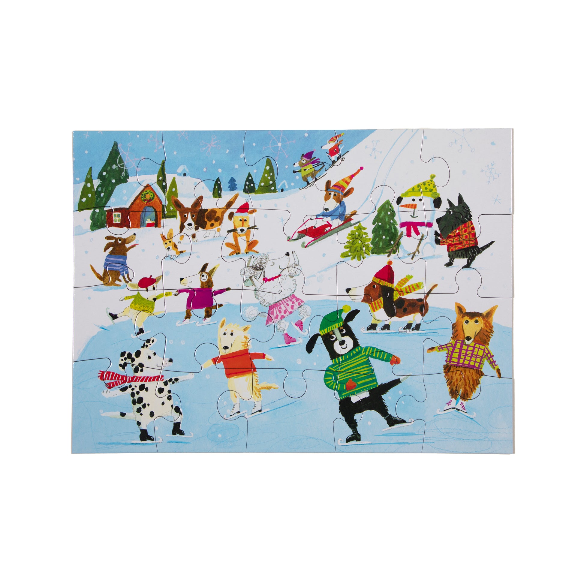 Skating Dogs 20 Piece Holiday Jigsaw Puzzle eeBoo Unique Gift for Kids
