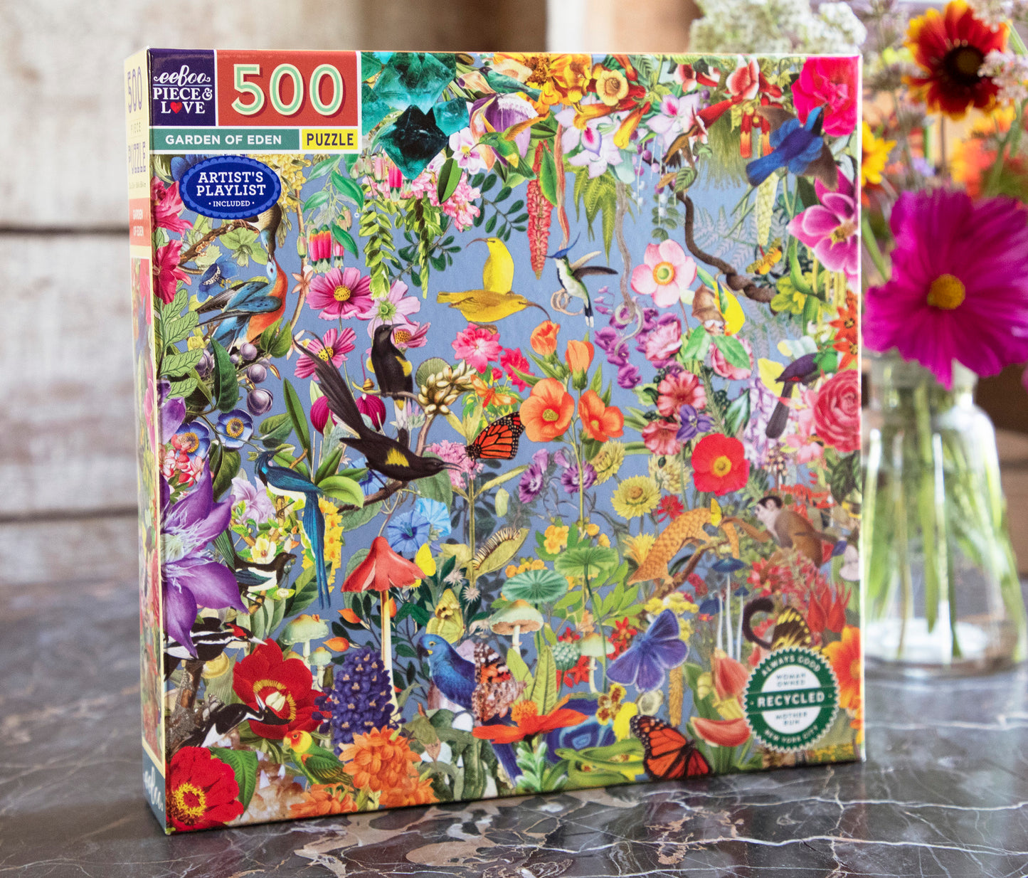 Garden of Eden 500 Piece Square Jigsaw Puzzle eeBoo Gifts for Adults & Bird Lovers 14+