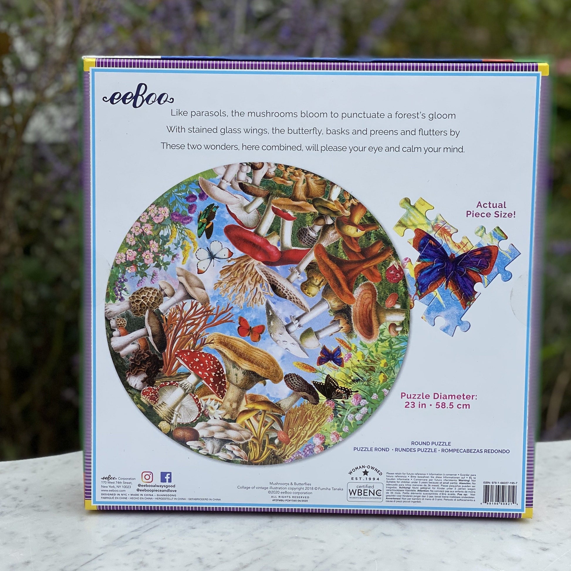 Mushrooms and Butterflies 500 Piece Round Puzzle eeBoo