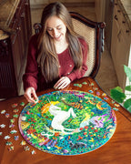 Unicorn Garden 500 Piece Round Puzzle | Fun Unique Gifts for Women 