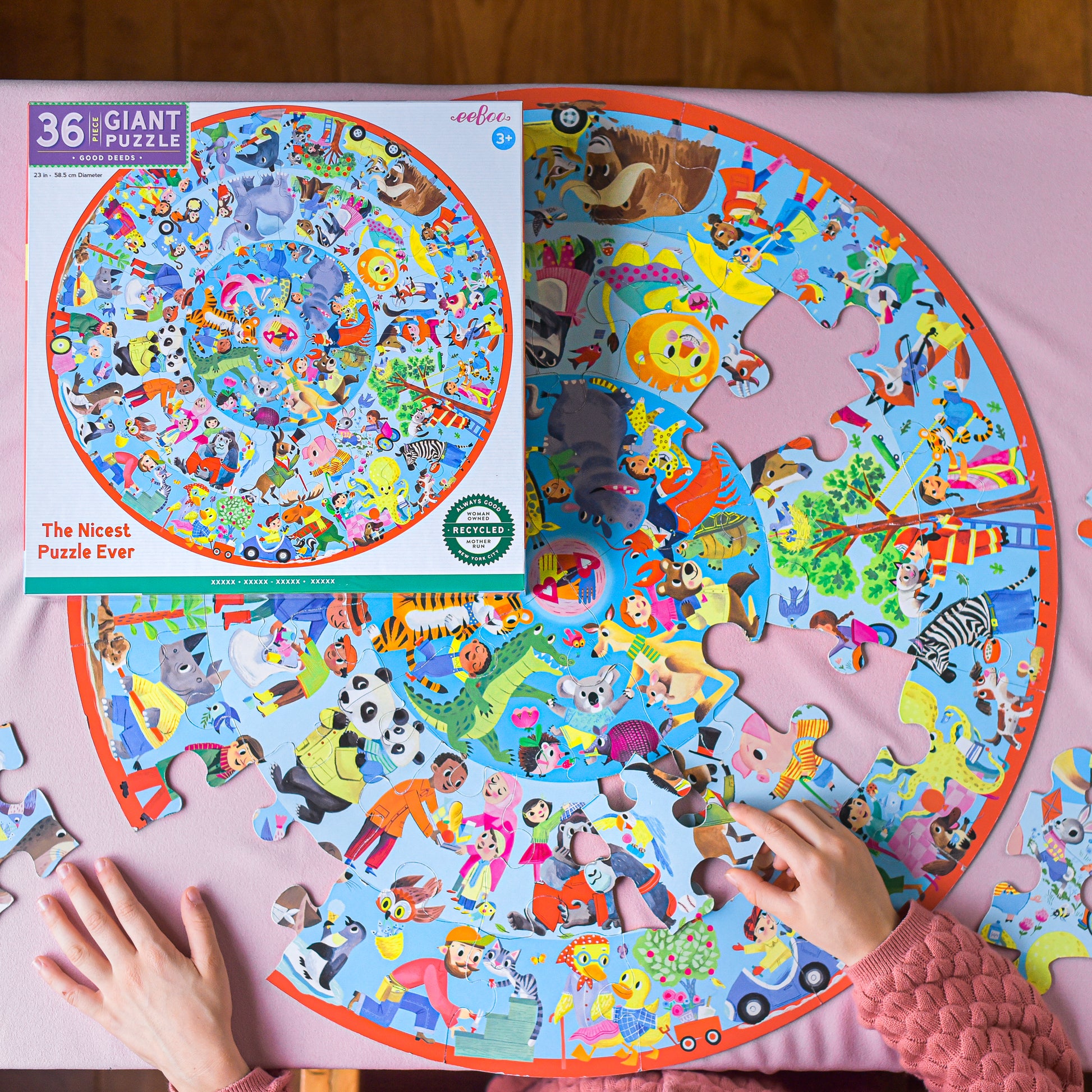 Good Deeds 36 Piece Giant Round Puzzle | Puzzles for Kids 3+ by eeBoo | Cute Gifts for Pre Schoolers