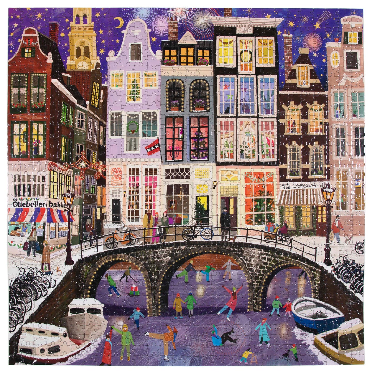 Magical Amsterdam Netherlands 1000 Piece Square City Jigsaw Puzzle by eeBoo | Unique Beautiful Gifts