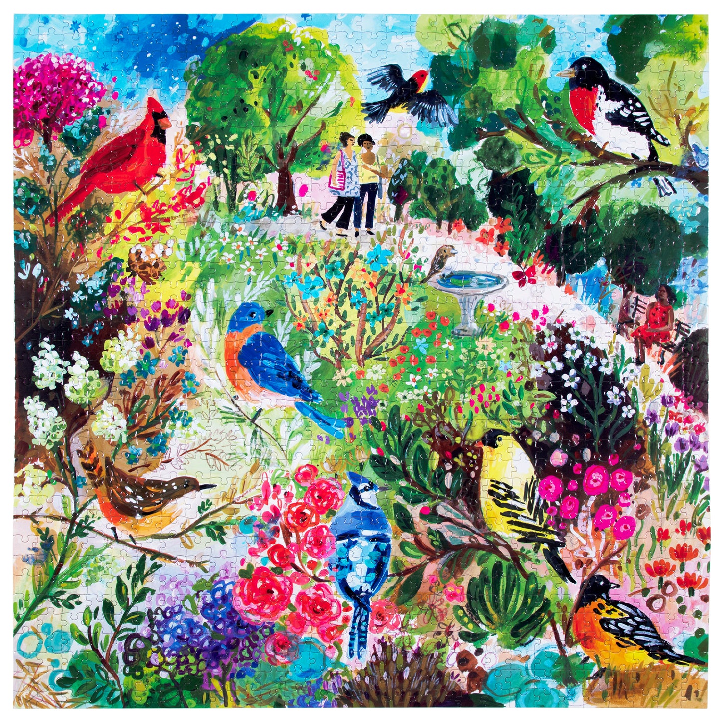 Birds in the Park 1000 Piece Jigsaw Puzzle | eeBoo Piece & Love | Gifts for Bird Lovers