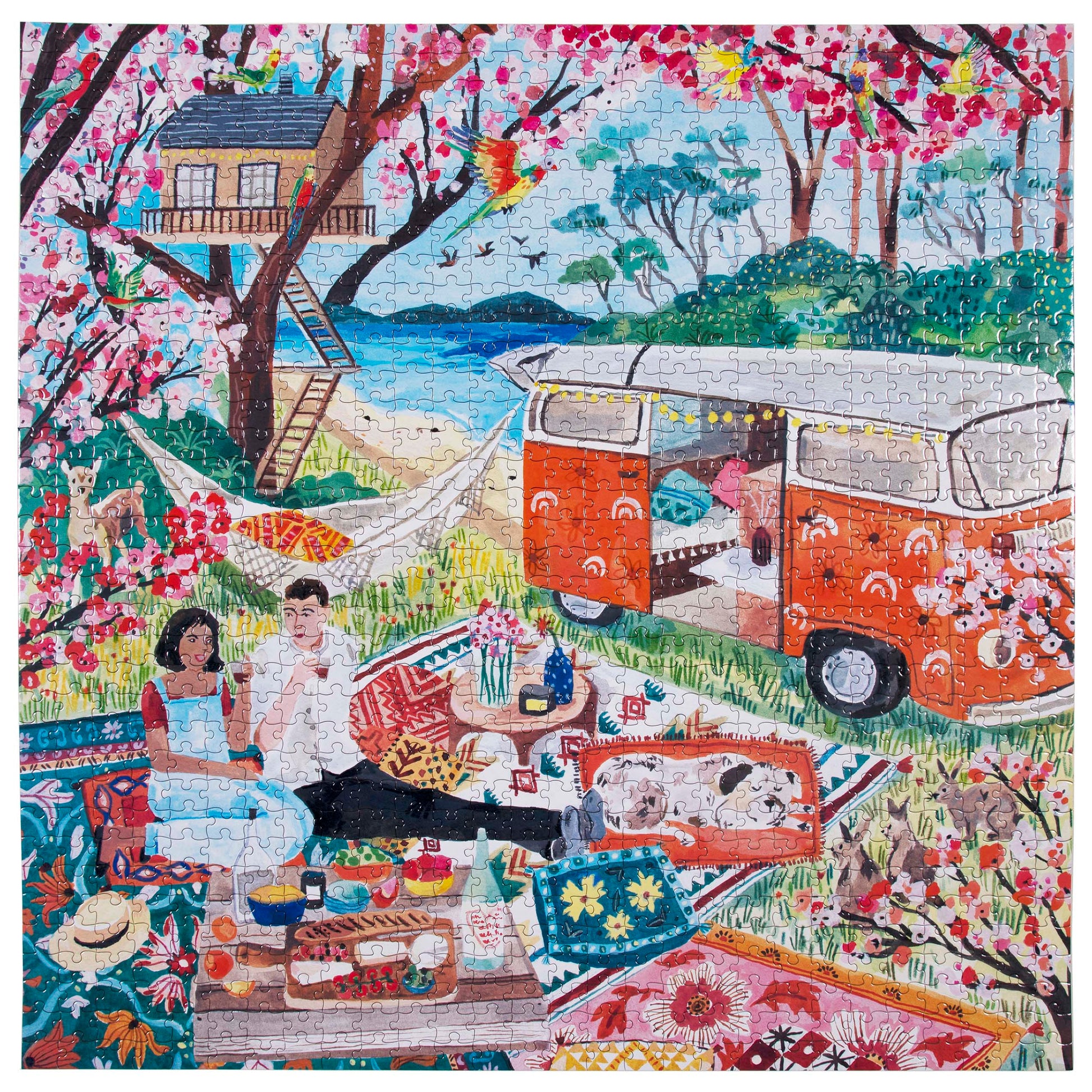 Camper Life 1000 Piece Jigsaw Puzzle Travel Nomad | eeBoo Piece & Love | Gifts for Van Life Travelers 