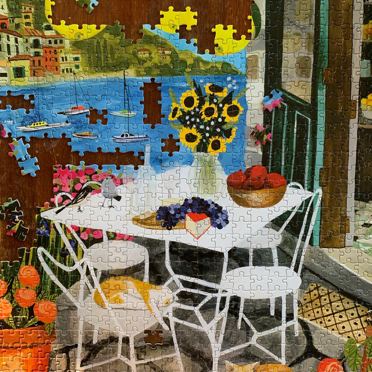Cats in Positano Italy 1000 Piece Jigsaw Puzzle | eeBoo Piece & Love | Gifts for Travel Lovers