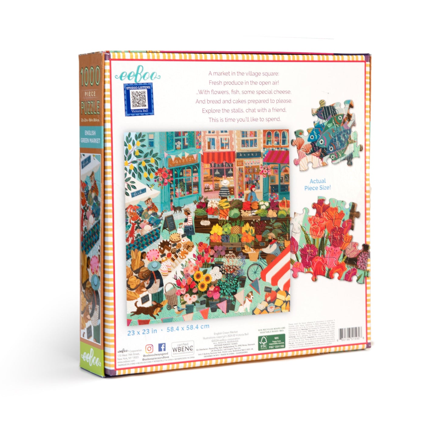 English Green Market 1000 Piece Puzzle by eeBoo | Unique Beautiful Gifts