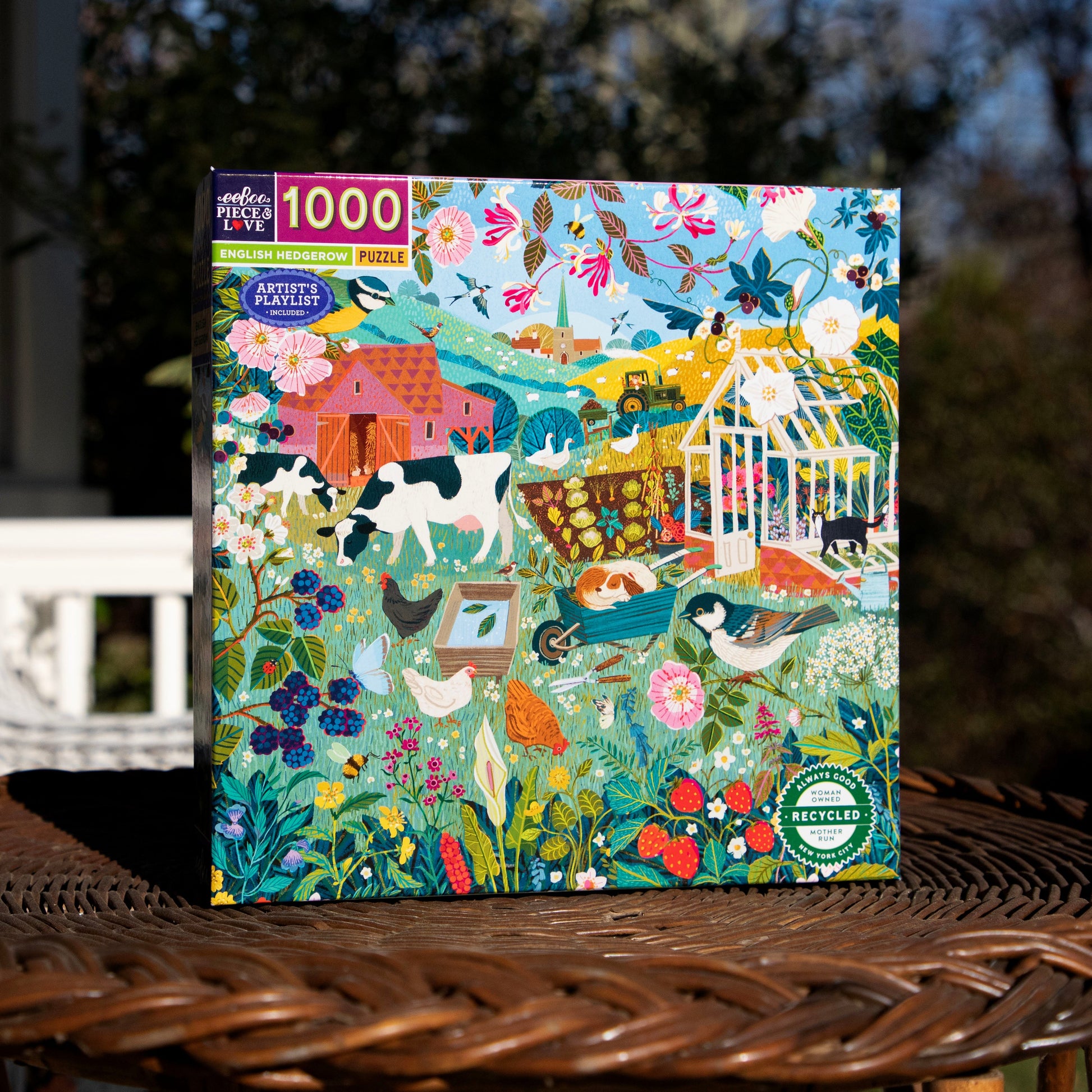 English Hedgerow 1000 Piece Jigsaw Puzzle | Beautiful Unique Cottagecore Gifts for Adults