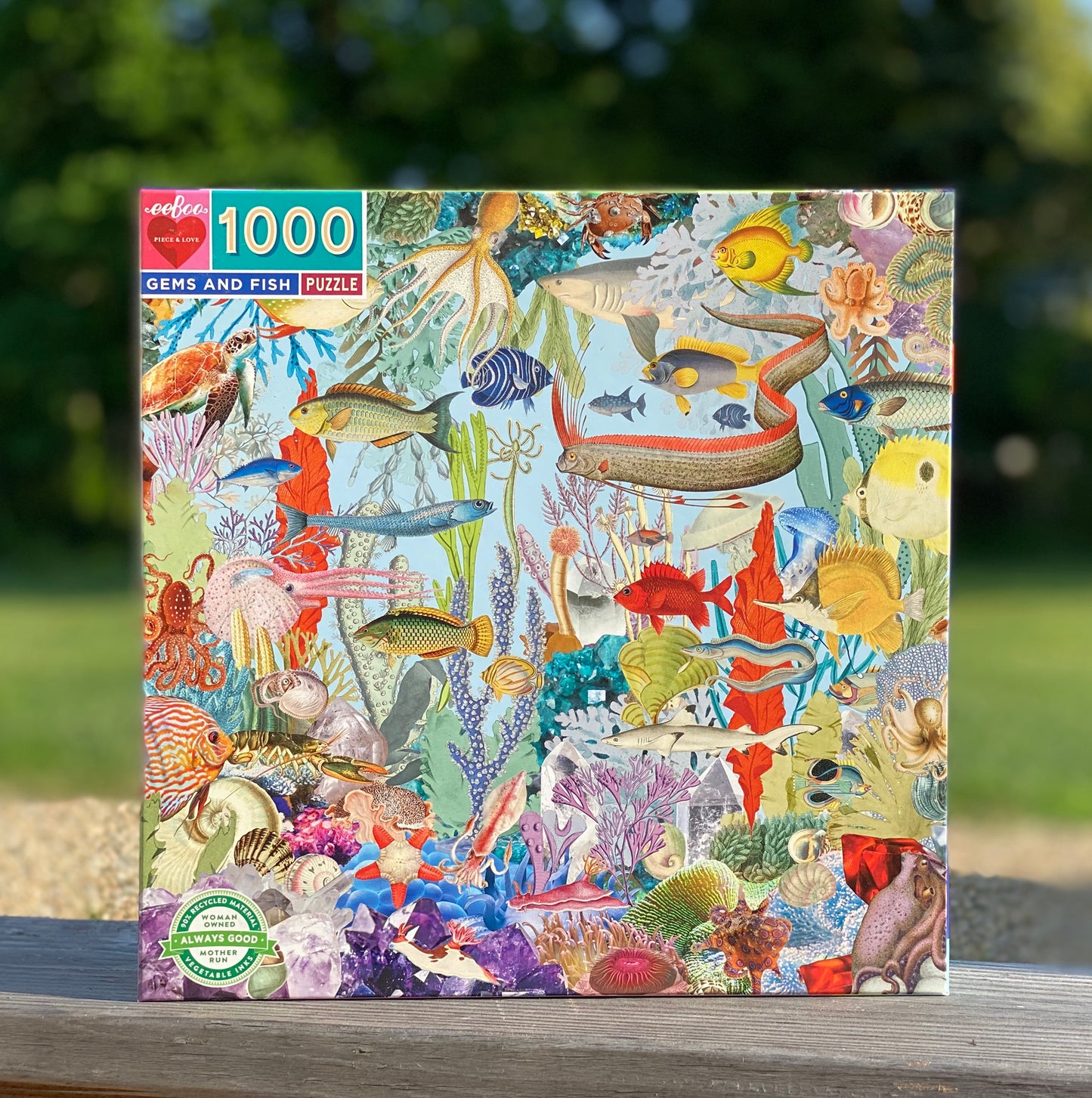 Gems and Fish Underwater Sea 1000 Piece Jigsaw Puzzle | eeBoo Piece & Love | Makes a Great Gift