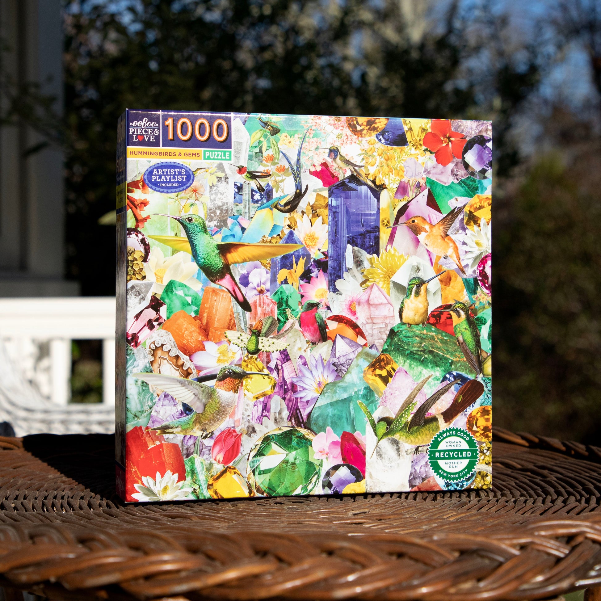 Hummingbirds and Gems 1000 Piece Jigsaw Puzzle by eeBoo | Beautiful Unique Gifts for Women 