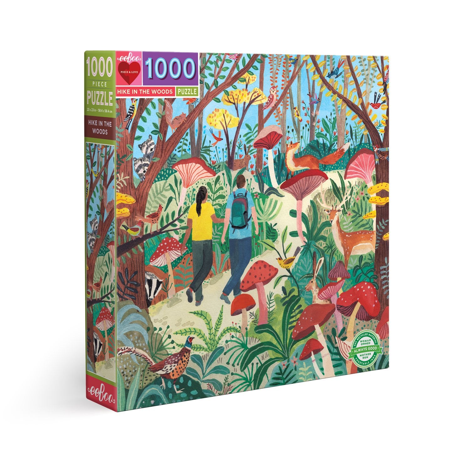 Hike in the Woods Mushroom 1000 Piece Jigsaw Puzzle | eeBoo Piece & Love | Great Gifts for Hikers