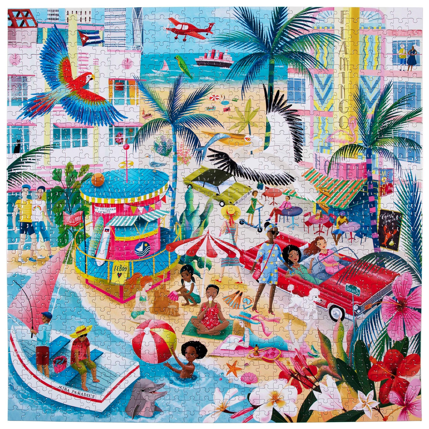 Miami Florida 1000 Piece Travel Jigsaw Puzzle | eeBoo Piece & Love | Gifts for Travel Lovers