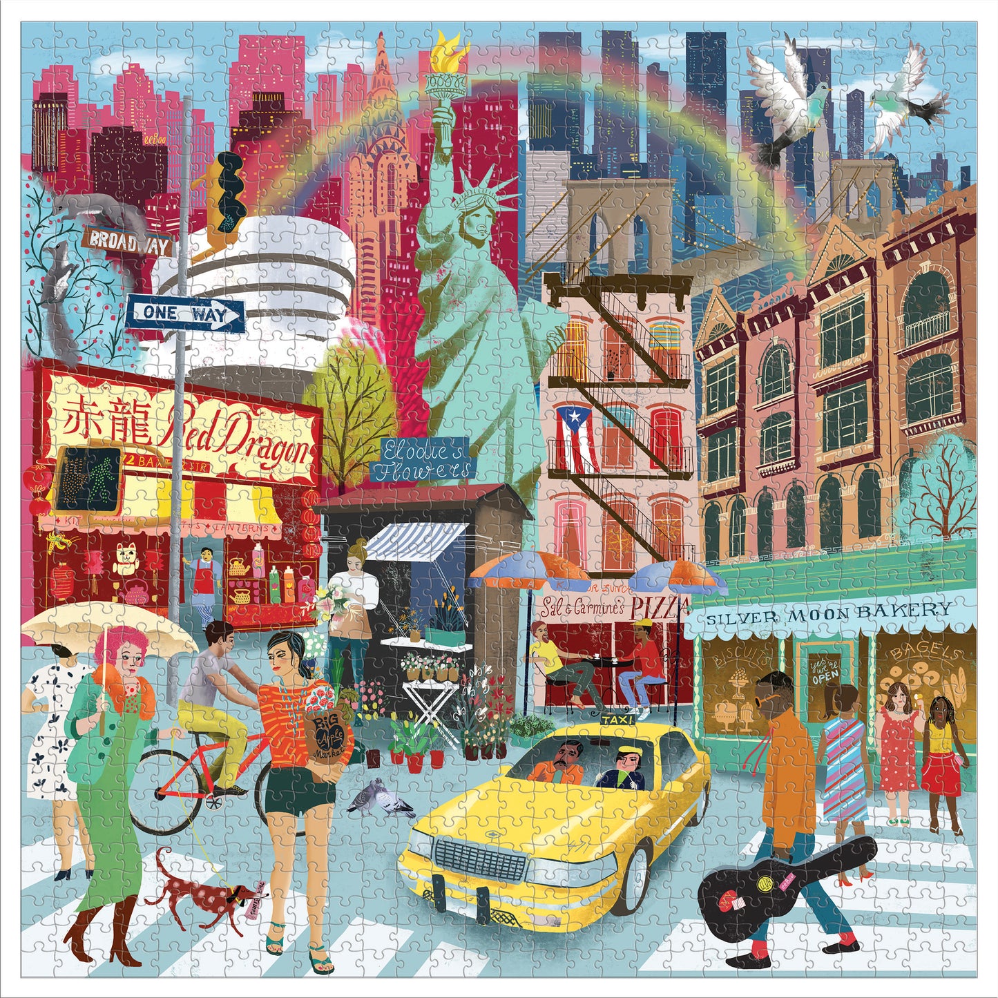 New York City Life 1000 Piece Travel Jigsaw Puzzle | eeBoo Piece & Love | Gifts for Travel lovers