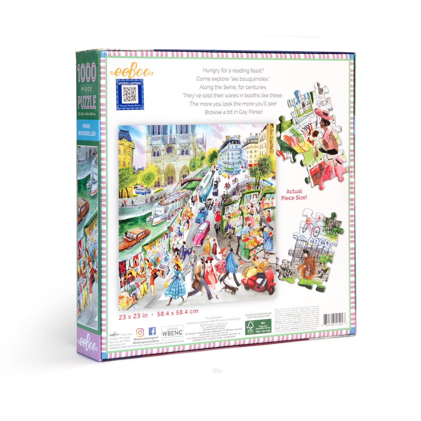 Paris France Bookseller 1000 Piece Puzzle by eeBoo | Unique Beautiful Gifts