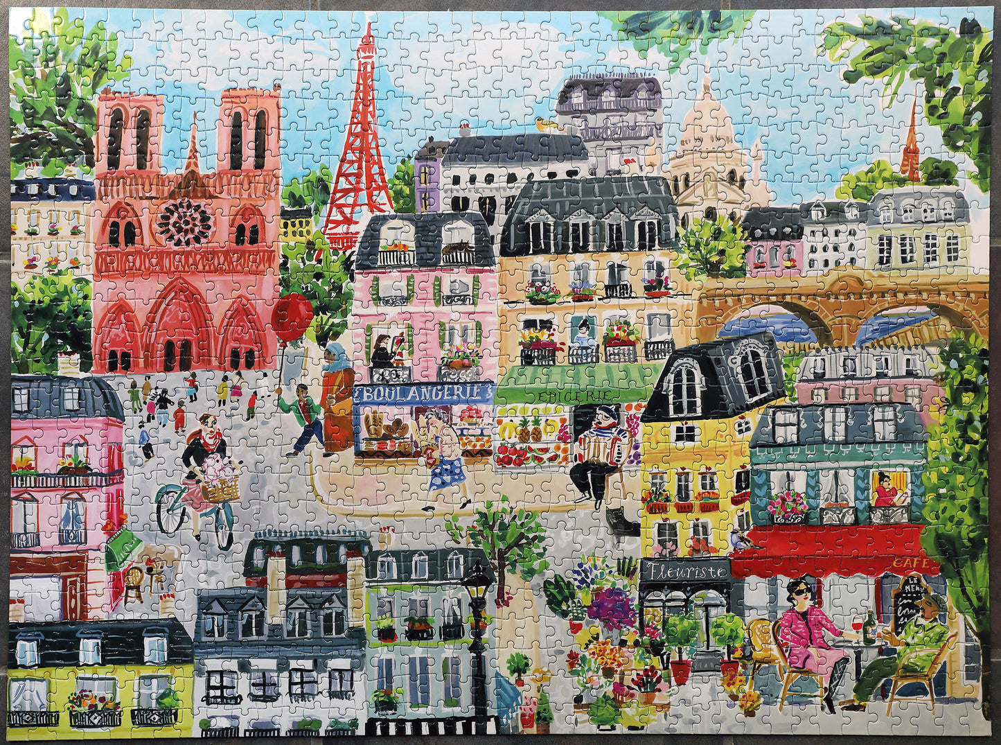 Paris France in a Day 1000 Piece Rectangle Jigsaw Puzzle | eeBoo Piece & Love