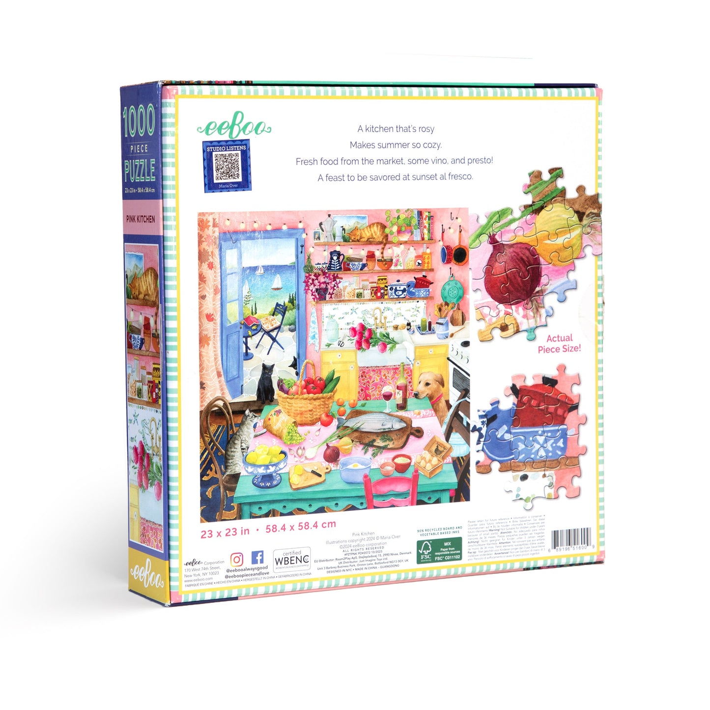 Pink Kitchen 1000 Piece Puzzle by eeBoo | Unique Beautiful Gifts