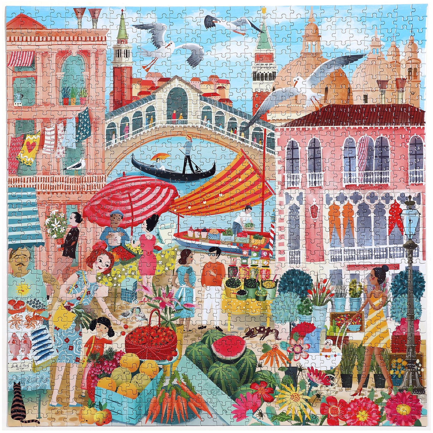 Venice Italy Open Market 1000 Piece Jigsaw Puzzle | eeBoo Piece & Love | Gifts for Travel Lovers
