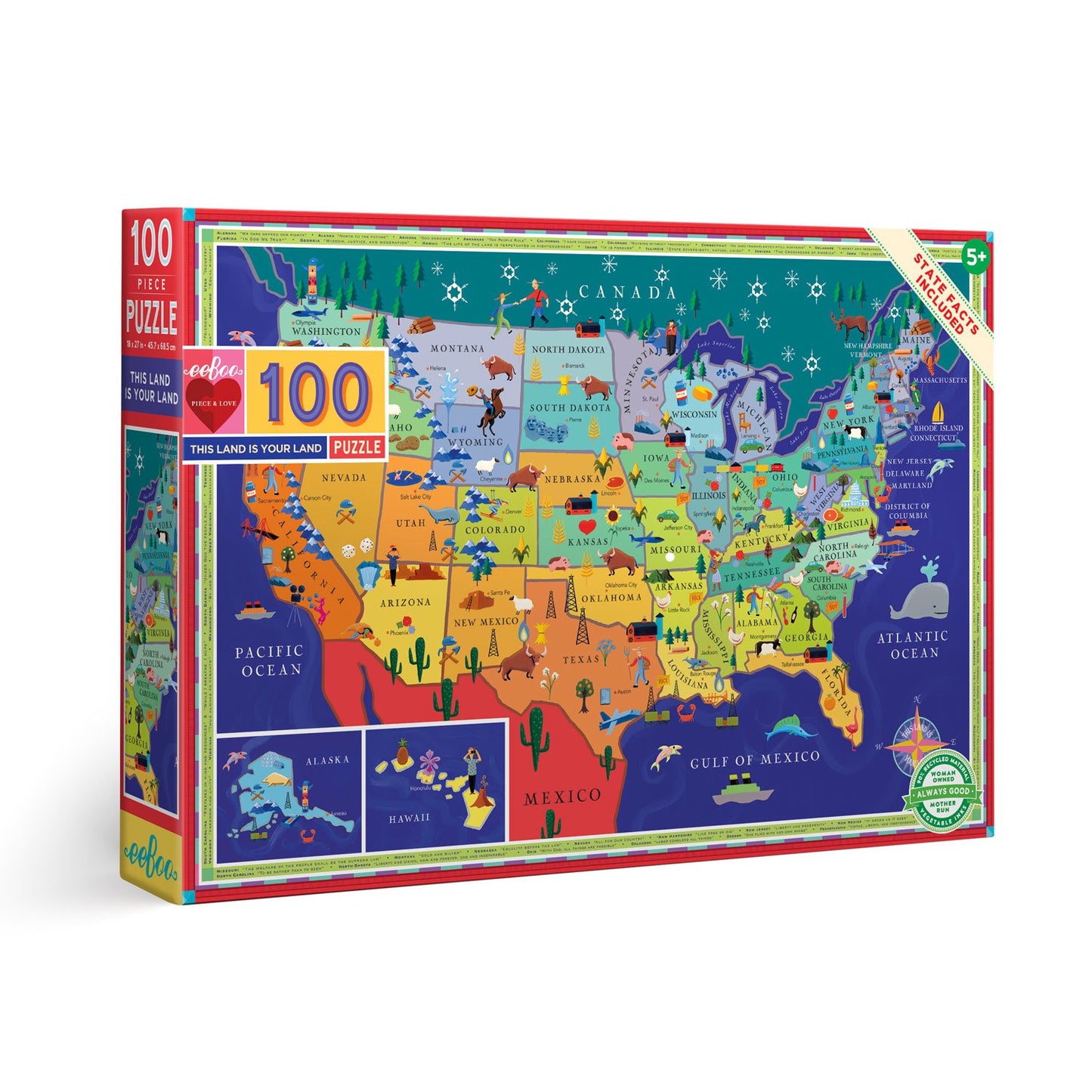This Land is Your Land United States 100 Piece Jigsaw Puzzle eeBoo 5+