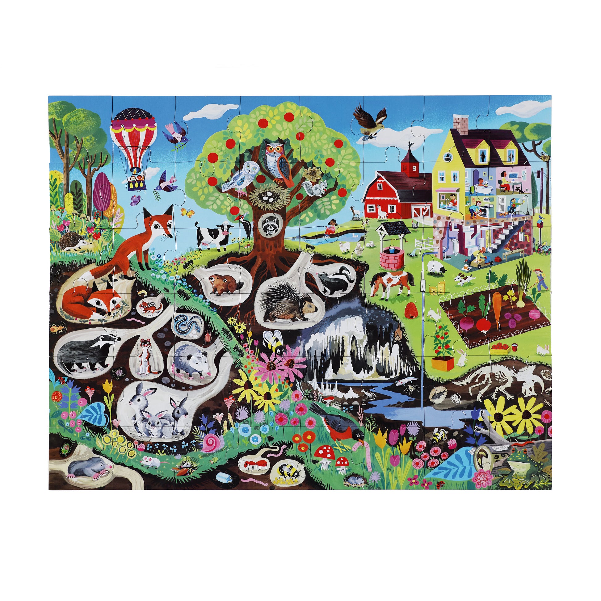 eeBoo Within the Country 48 Piece Giant Floor Puzzle for Kids Ages 4+