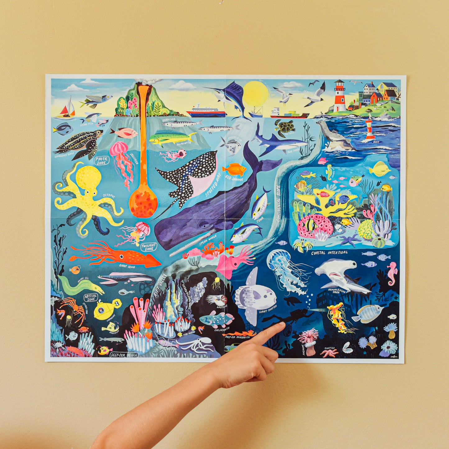 eeBoo Within the Sea 48 Piece Giant Floor Puzzle Gifts for Kids 4+