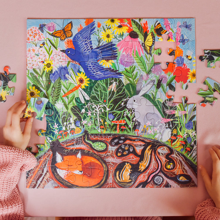 Wild Things Animals in Nature 64 Piece Jigsaw Puzzle | eeBoo Large Piece Puzzle | Gifts for Kids 5+