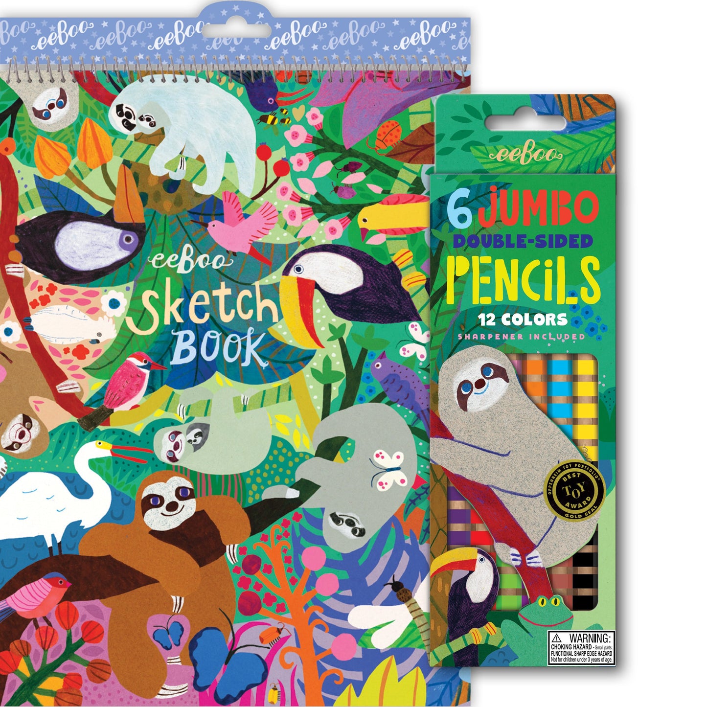 Sloths 6 Jumbo Double-Sided Pencils and Sketchbook