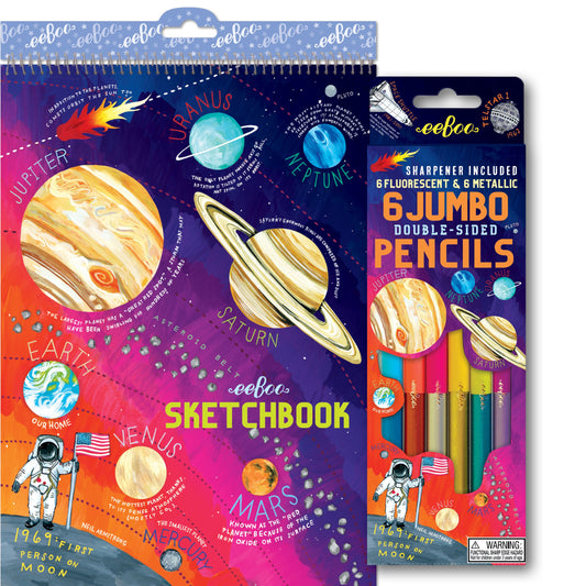 Solar System 6 Jumbo Double-Sided Pencils and Sketchbook