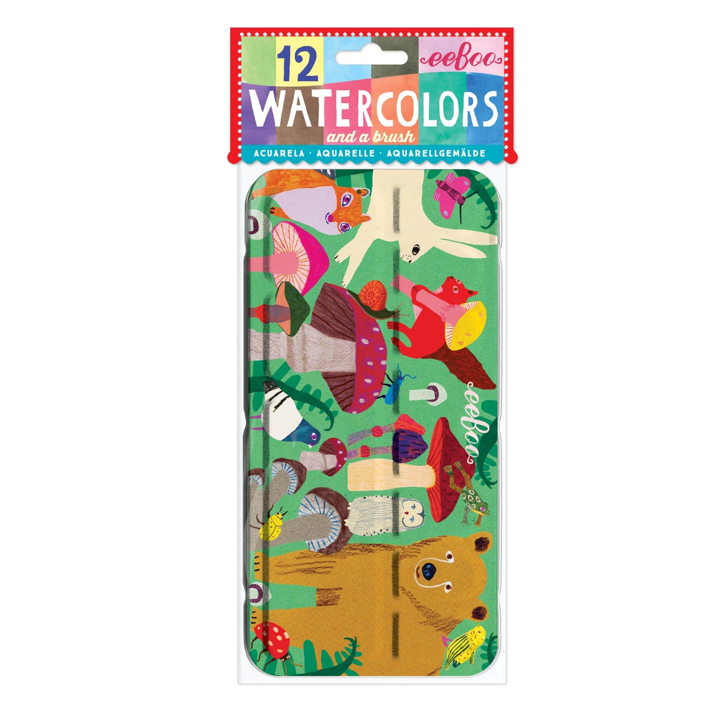 Mushrooms 12 Watercolors Tin |  Gifts by eeBoo
