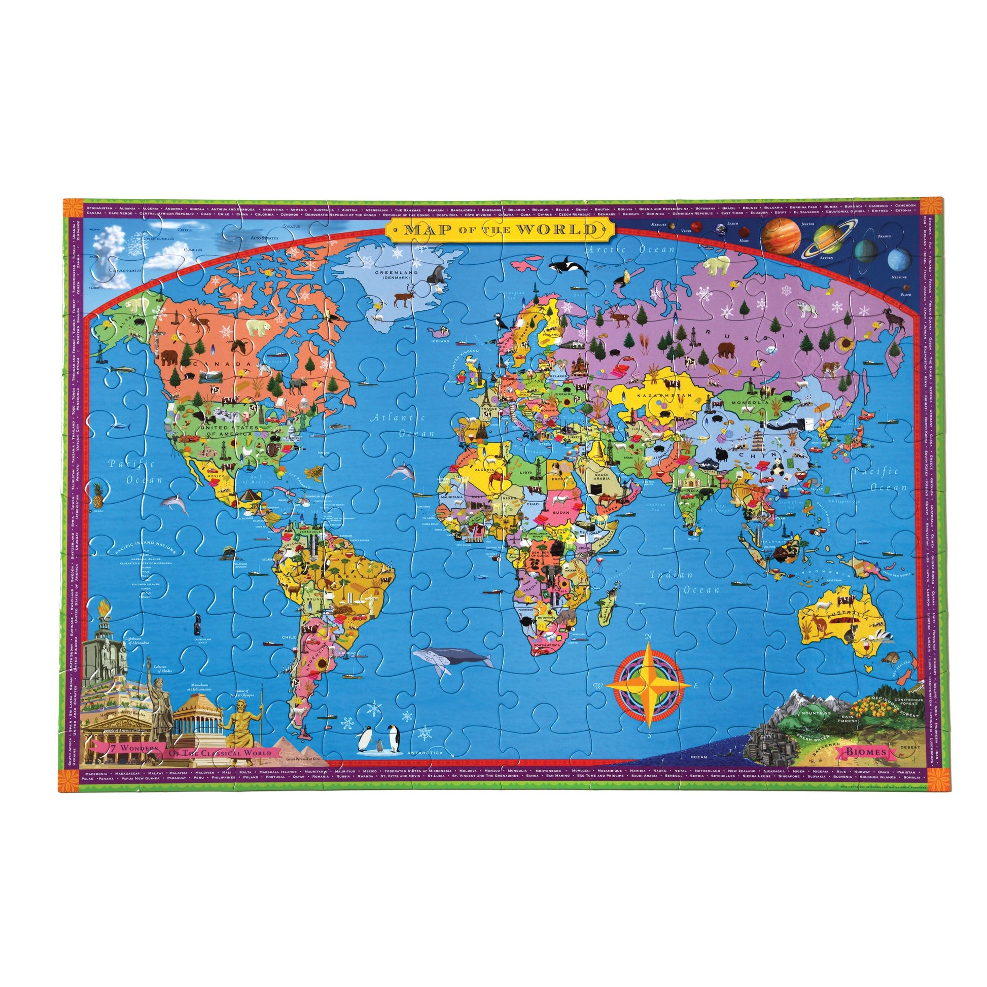 World Map Educational 100 Piece Puzzle by eeBoo Gifts for Kids Ages 5+